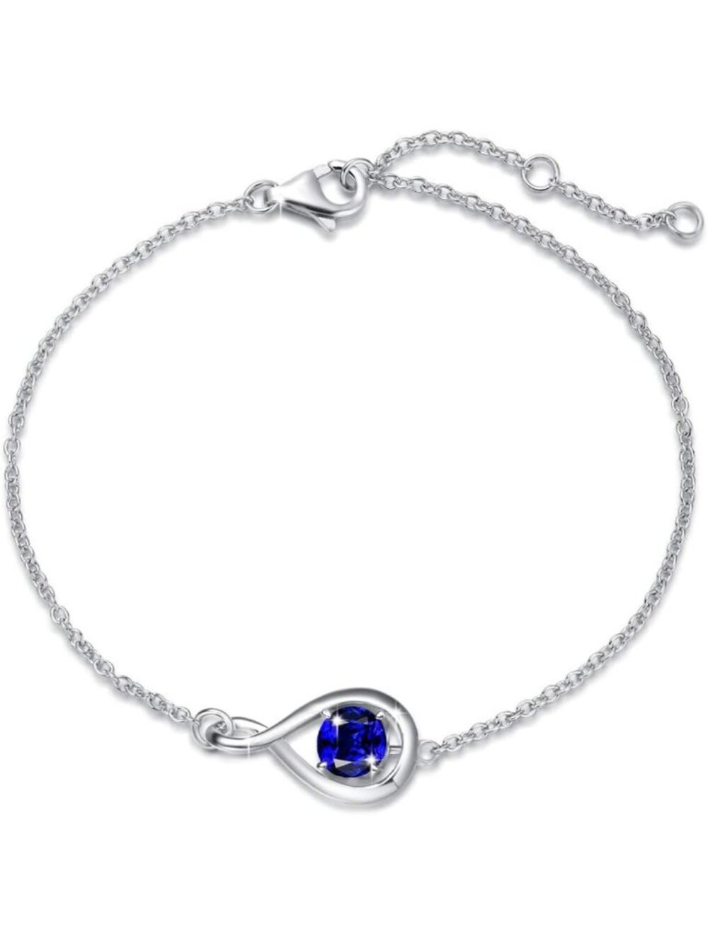 Sterling Silver Infinity Birthstone Bracelet for Women - Elegant Gift Idea
